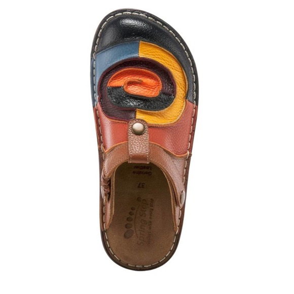 Spring Step Shoes - Spring Step Lollipop Clog in Navy Multi Leather Platform Slip on Size 11